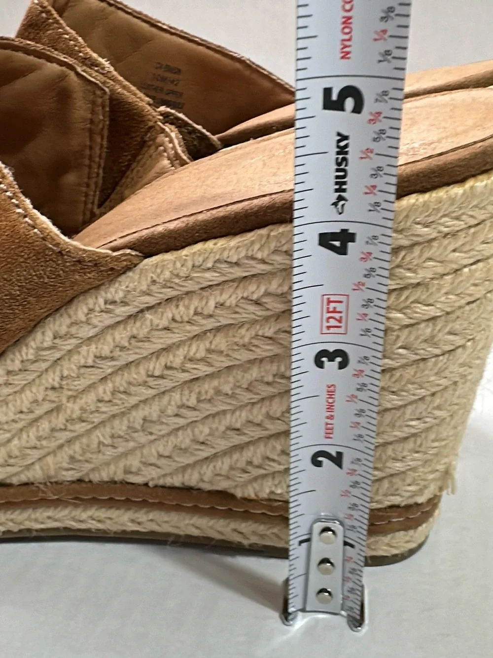Crown Tan Suede Espadrille Platform Wedge Size 10